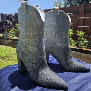 New Daniel X Diamond Ombre Silver Gray Women's Western Boots 39 9